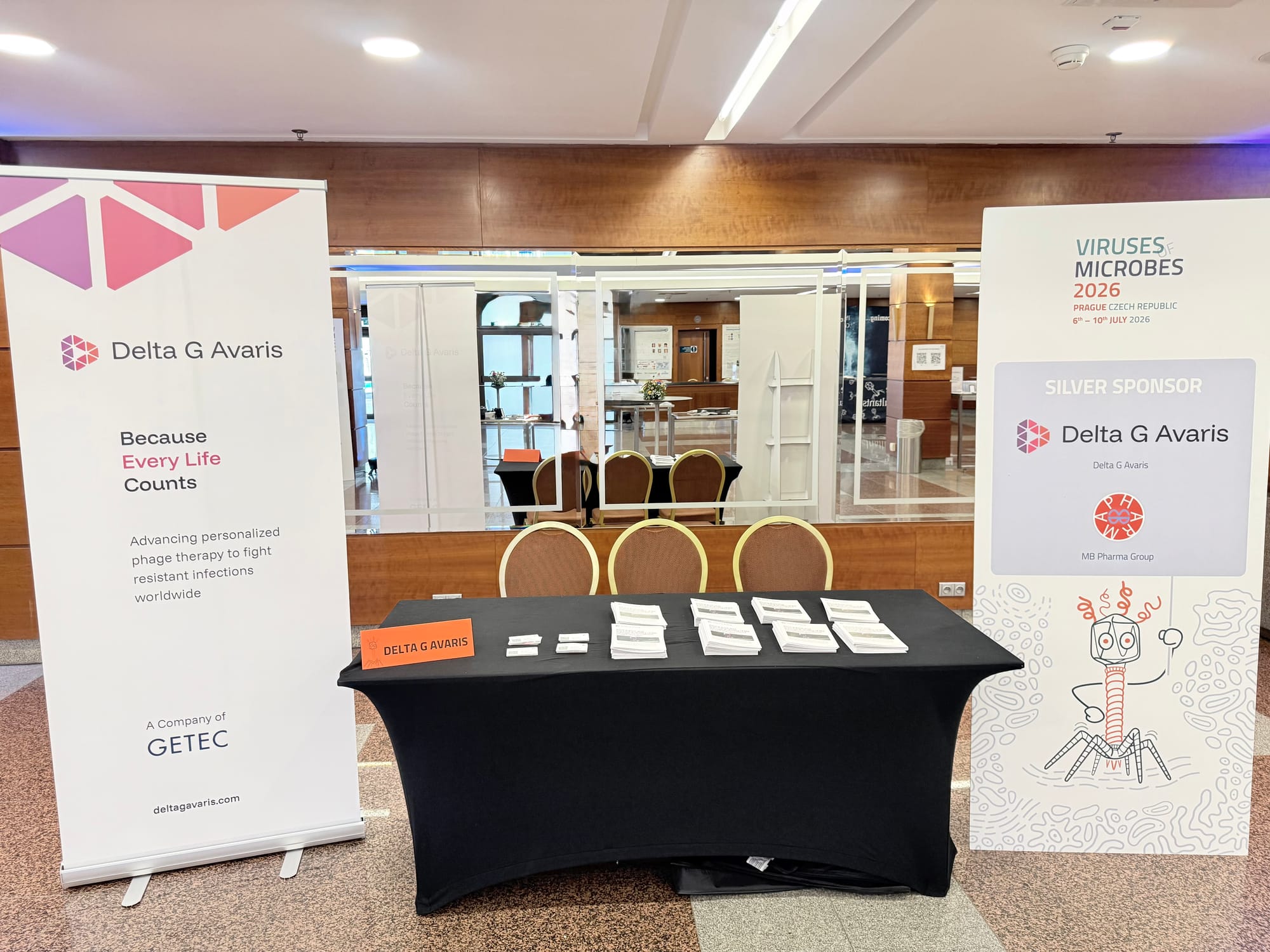 Messestand von Delta G Avaris auf der Viruses of Microbes 2026 in Prag